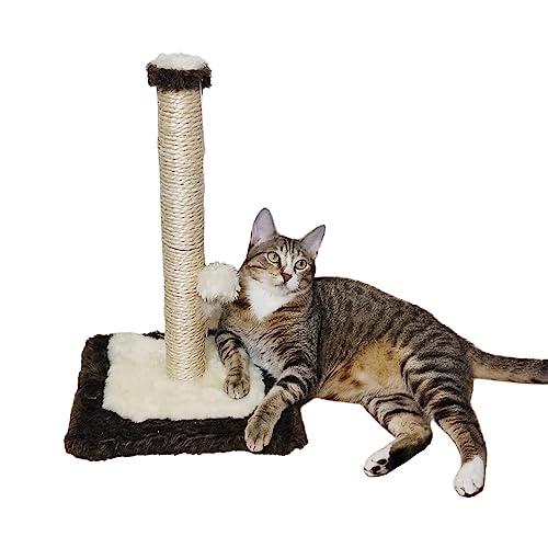 Poste Arranhador Sisal Brinquedo com Bolinha Gato Pet Branco