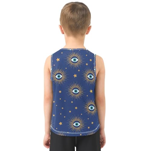 J JOYSAY Evil Eye Stars Blue Boys Tank Top Sleeveless Muscle Shirts Quick Dry Workout Sport Active Kids T-Shirts 3-15T3