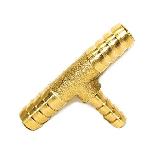 Joywayus 5/16"X1/4"X5/16" Id Hose Reducing Barb Tee 3 Way Union Fitting Intersection/Split Brass Water/Fuel/Air #TOP2