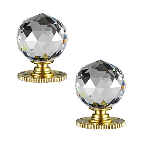CcHhyyt Pomos autoadhesivos de cristal para gabinete, perilla de repuesto de 40 mm de diámetro con adhesivo para armario, espejo, armario, ventana, cajón de puerta corrediza (2 unidades, oro sol) Cover