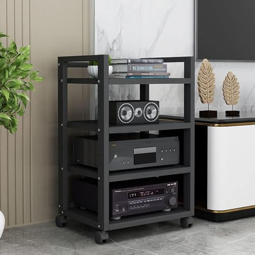 XingLi Modern AV Cabinet, Entertainment Stereo Component Storage Rack, AV Media Stands Audio Rack, Height Adjustable Wooden Shelves for Home/Office/Theater?4 Colors Available (Color : A)