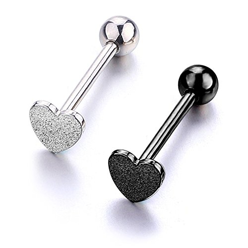 JFORYOU 14G Stainless Steel Tongue Rings Straight Barbells Heart Shape Rose Shape Tongue Piercing Jewelry