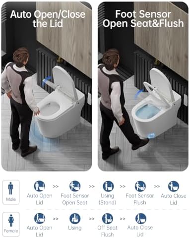 EPLO G20 Tankless Smart Bidet Toilet Combo - Heated Seat, Auto Open/Close Lid, Foot Sensor Flush for Modern Homes