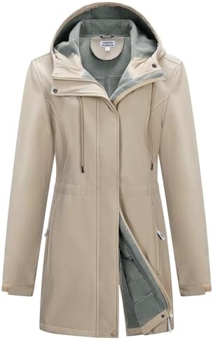 Outdoor Ventures Softshell Jacket Ladies Rain Jacket Functional Rain Coat Windbreaker Waterproof Hiking Jacket Breathable Outdoor Jacket with Hood for Spring Fall Winter