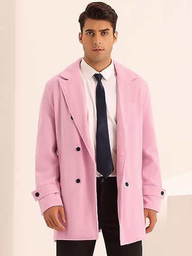 Lars Amadeus Formal Overcoat for Men's Notched Lapel Solid Color Double Breasted Trench Coat2