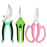 3 Stück Gartenschere Set, Beautyshow Baumschere Handschere Blumenschere mit Hochwertige Stahl Klingen, Rutschfeste Griffe, Professionelle Pflanzenschere Scharfe Rosenschere für Äste,Blumen,Hecke,Obst