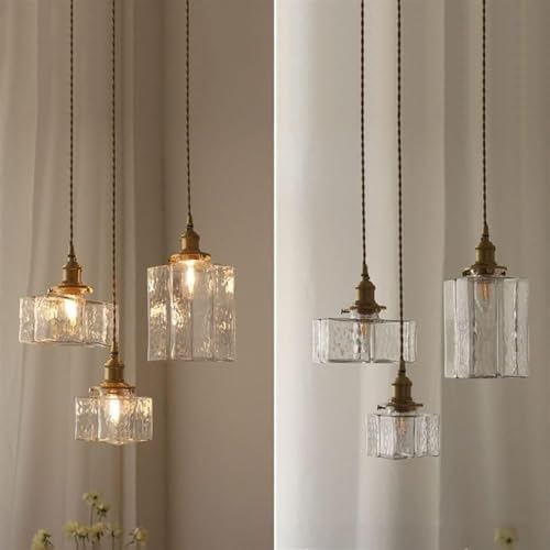 Lustre carré bouteille suspendu avec verre martelé d'exception E27 - 5