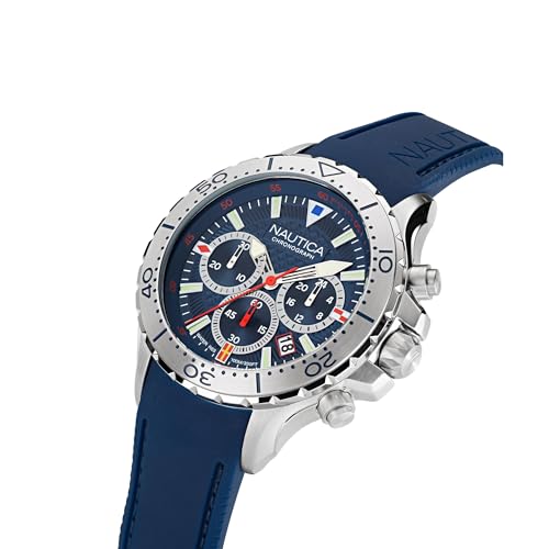 Nautica Men's NST Chrono Blue Silicone Strap Watch (Model: NAPNSF201) by Nautica - Used condition - Image 2