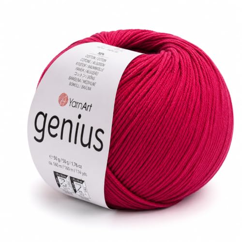 YarnArt Genius Soft Cotton Blend Yarn, 1 Pack (1.76 oz / 174 Yds)