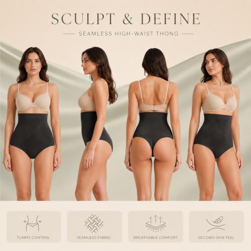 Image of DREAM SLIM Women's High-Waist Seamless Body Shaper Briefs Firm Control Tummy Thong Shapewear Panties Girdle Underwear