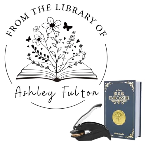 Upgraded Book Embosser Personalized | Custom Book Embosser | Storage Gift Box Set - Custom Text, Name & Logo Embossing Seal for Hardcover Books, Leather, Envelopes