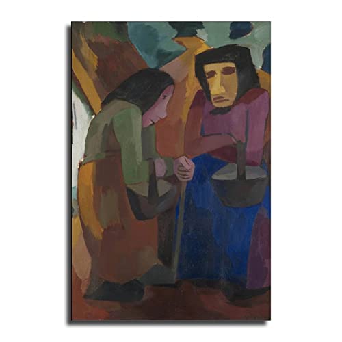 Póster de Martel Schwichtenberg Frauen Vor Dem Haus Pintura decorativa en lienzo para pared, póster para sala de estar, dormitorio, pintura de 50 x 75 cm