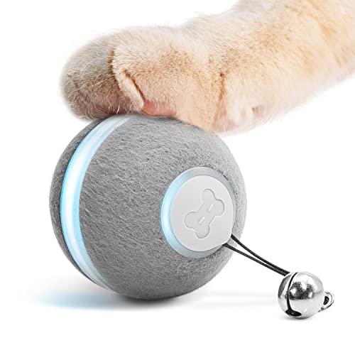 Cheerble Smart Interactive Cat Toy, Automatic Moving Bouncing Rolling Ball For Indoor Cat Kitten, Peppy Pet Ball With Lights And Bell, Grey #TOP1