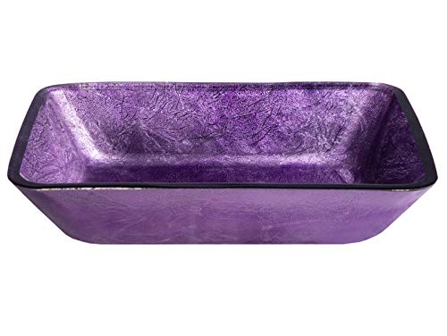 Eden Bath Purple Foil Rectangular Glass Sink Bowl Bathroom Vessel Sink for Vanity Top