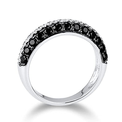 Bague en spinelles noirs et oxydes de zirconium pour femme éclatant