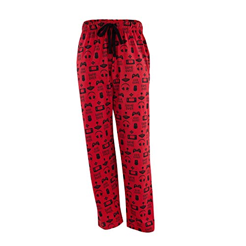 Adult Lounge Pants in Gamer Graphic Print, Red, X-Large