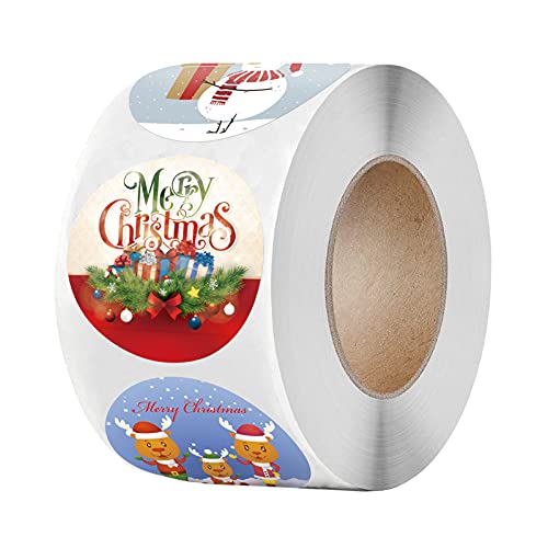 Milageto 500 Pcs Adesivos de Feliz Natal Selos de Natal Papai Noel Enfeites Redondos Rótulo de Prese