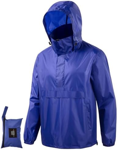 Men's Rain Jacket Waterproof Lightweight Packable Raincoat with H...