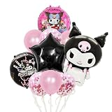 アルミ風船 Happy Birthdayバルーン 可愛い キャラクターアニメ 生日デコレーション テーマのバルーン装飾 誕生日飾りセット 女の子 男の子 飾り付け お祝い 誕生日会 記念日イベント (black set) [並行輸入品]