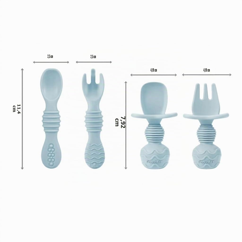 PandaEar Set per l'alimentazione del bambino in silicone, utensili a LED, piatto con ventosa divisa, ciotola, bavaglini, tazza autonoma