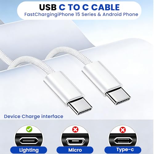 Image of Verilux 2Pack PD 60W Type C Cable Fast Charging 6.6FT, 480Mbps Data Cable C Type Fast Charging for iPhone 17 /17 Pro /17 Pro Max /16 /15 Series, Galaxy S26 /S25 /S24 /S23 Note 20 MacBook Air