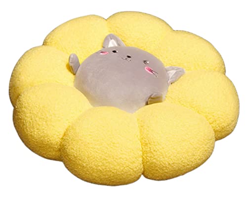 HXIYAN Flower Cushion Cute futon Cartoon Animal Plush Petal Chair Cushion Backrest Cushion Home Decorative Pillow (17.7in, Yellow)