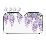 Parasole per parabrezza per auto, camion, furgoni, camper, acquerello, viola, glicine, fiori, rampicanti, parasole pieghevole, 130 x 70 cm