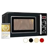 Exquisit Retro Mikrowelle RMW720-3GDIG schwarz | Mikrowelle Retro 20 Liter | 1000 W Grill | Digitale | Drehteller | Auftau-Programm | Mikrowelle schwarz