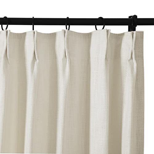 Twopages Beige Pinch Pleat Curtain For Living Room, Metallic Room Darkening Curtain With Glitter Silver 108 Inch Length, Luxury Privacy Assured Window Curtain For Girls Room, 1 Panel #TOP1