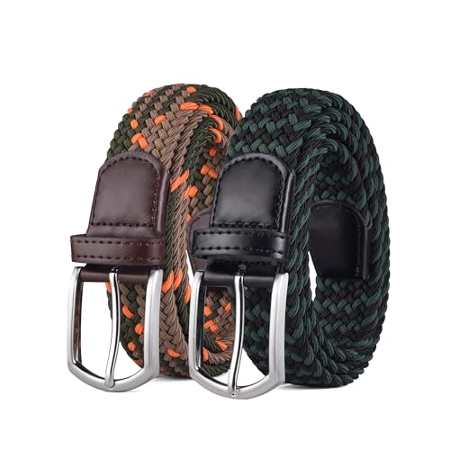 Image of 2pcs Men's Stretch Woven 1.3 inch Wide Elastic Braided Belts