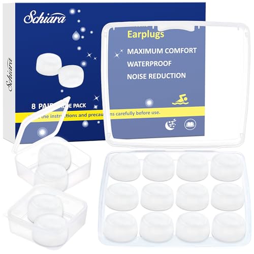 Image of Ear Plugs for Sleeping, 16 Moldable Noise Cancelling Silicone Earplugs for Swimming, Snoring, Sleep and Studying, White
