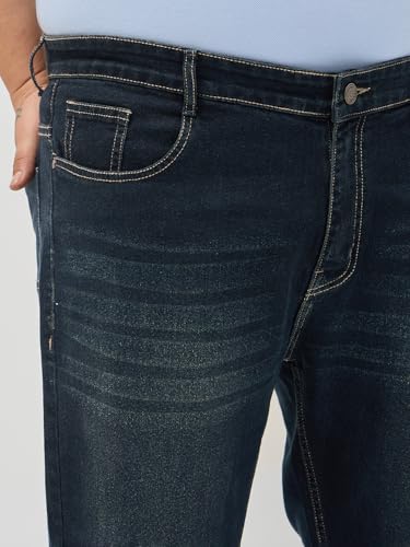 Image of Urbano Plus Men's Regular Fit Heavy Washed Denim Jeans Stretchable