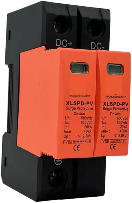 DC SPD DPS 2P 20-40KA 600V 800V 1000V Surge Protective Device Low-Voltage Arrester House din Rail 2 Poles Protector XLSPD-PV(2P 500V)