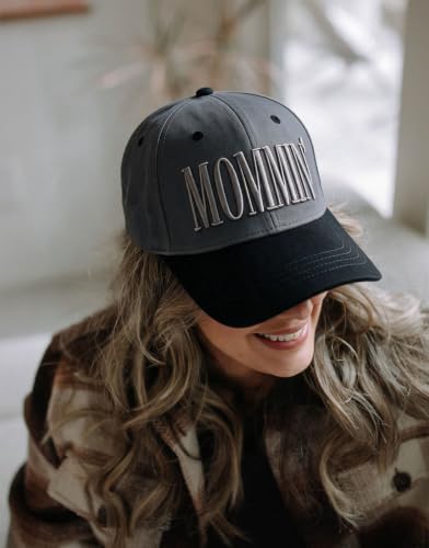 Image of Mommin Trucker Hat for Women, Vintage Two-Tone mom hat with Mommin 3D Embroidery, New Mom Gifts Mothers Day Outfits