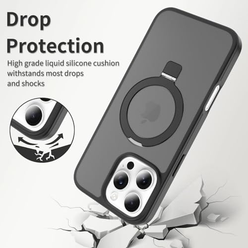 Image of Magnetic for iPhone 16 Pro Max Case, 6.9 inch, Compatible with MagSafe, Rugged Kickstand, Not-Yellowing Military-Grade Protection, Matte Black