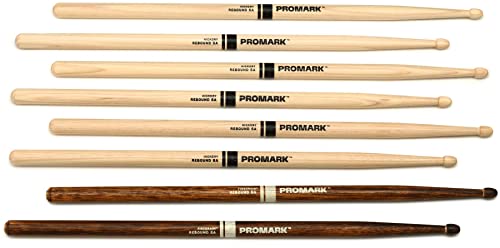 Baquetas Promark Select Balance Rebound de Caoba para Batería, tamaño 5A, punta de madera acorn, 3 pares + bolsa para baquetas (4 paquetes) miniatura 2