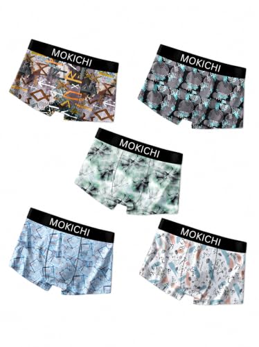 Image of Men's Printed Boxer Briefs for Comfortable Everyday Wear | Stretchable Trunks with Soft Waistband | Stylish Printed Innerwear for Men | Pack of 5
