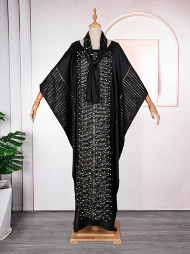 Image of HD African Dresses for Women Fashion Beading Rhinestone Kaftan Maxi Dress