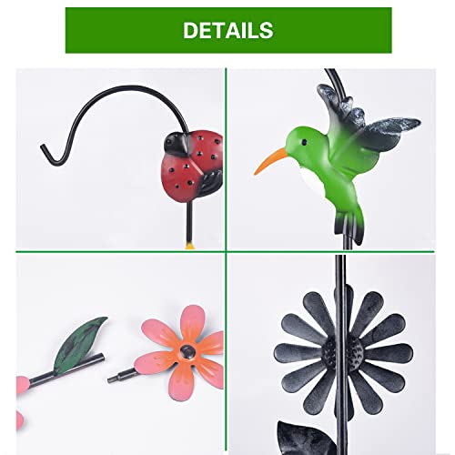 Sungmor Decorative Garden Stakes - Flower & Insect Decor Shepherd Hook - 4Pc Pack, 29 Inch - Outdoor Garden Lawn Ornament - Hangers For Planter, Solar Lights, Lanterns, Lamps #TOP5