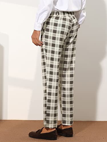 Lars Amadeus Plaid Suit Pants for Men's Straight Fit Casual Checked Pattern Trousers3