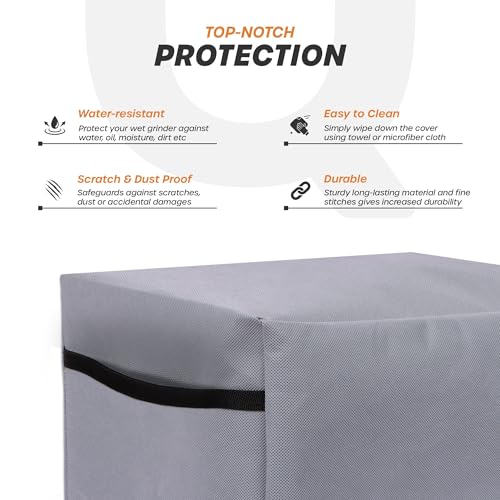 Image of Cranique Non Woven Dust Proof Water-Resistant Wet Grinder Cover for Table Top 2 Litre Ultra Grind+ Gold (Grey)