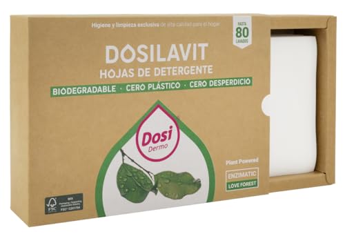 Dosilavit – Detergente en Tiras Ecológico (80 Lavados) | Biodegradable, Hipoalergénico y Zero Waste | Con Efecto Suavizante Natural | Fabricado en España | Aroma Nuez