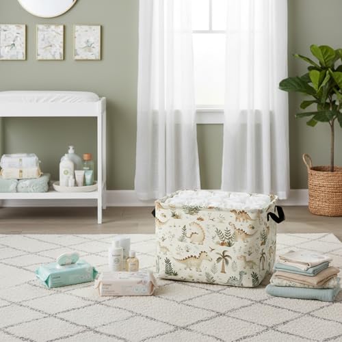 Image of Kid Cute Rectangle Storage Basket Baby Toy Clothes Storage Bin Nursery Playroom Bedroom Decor Basket (Bohemian Dinosaur)