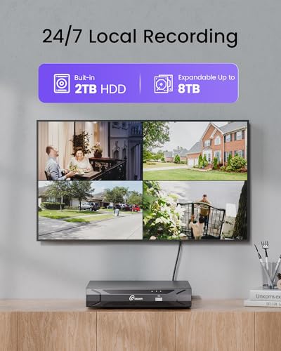 Image of Loocam NVR Security Camera System 8CH 8MP with 2TB HDD, 8pcs 4K POE IP Cameras for Home Security, AI Human /Vehicle Detection, 24 /7 Recording POE Camera System, Remote Access, Plug & Play