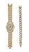 Charles Raymond Bling-ed Out Silver Round Luxury Mens Watch w/Bling-ed Out Cuban Bracelet - L0504B - Cuban (Gold)