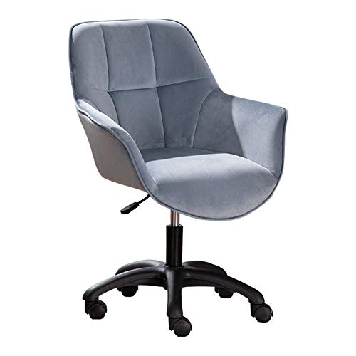 Chaise de bureau pivotante YZCIS en velours bleu et pieds en nylon noir