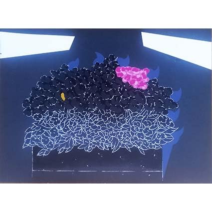Sérigraphie Pozzati 1992 art contemporain nature morte 50x70 cm