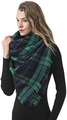 Winter Warm Scarfs Women Shawl Scarf Ladies Plaid Blanket Tartan Scarf Color Block Style with Tassel 140 * 140cm