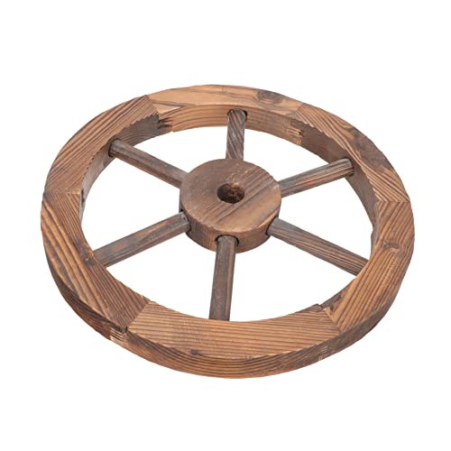 Roue de chariot en bois naturel HEMOTON 35 cm pour décoration murale rustique de salon