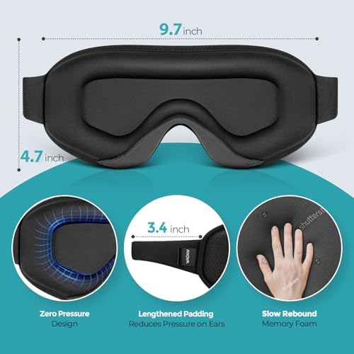 WAOAW Sleep Mask Travel Essentials - 3D Blackout Eye Mask for Sleeping - Soft Breathable Adjustable Light Blocking Eye Covers for Men and Women - Comfortable Night Mask for Travel Flight (Black) — view 7